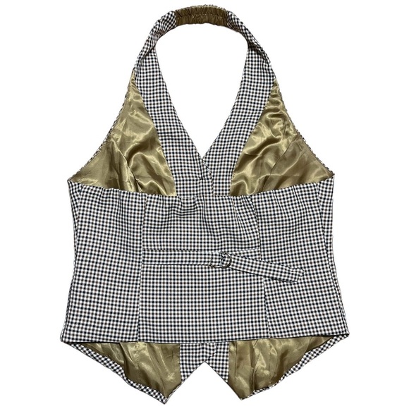 Belle Poque Wm’s Waistcoat Plaid Button Halter Vest Sz S - Picture 2 of 11